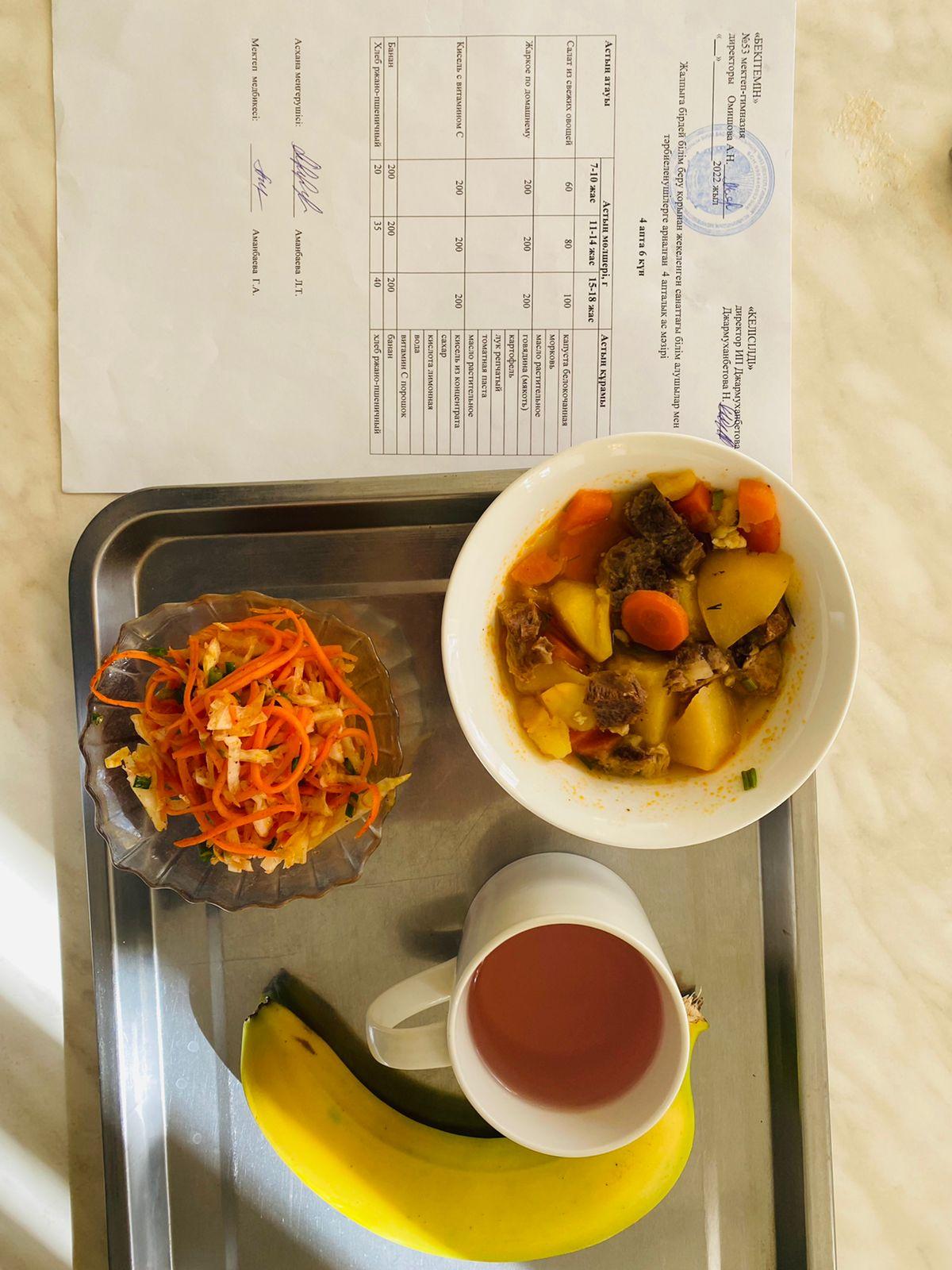 02.04.2022ж күнгі бақылаудағы ас мәзірі