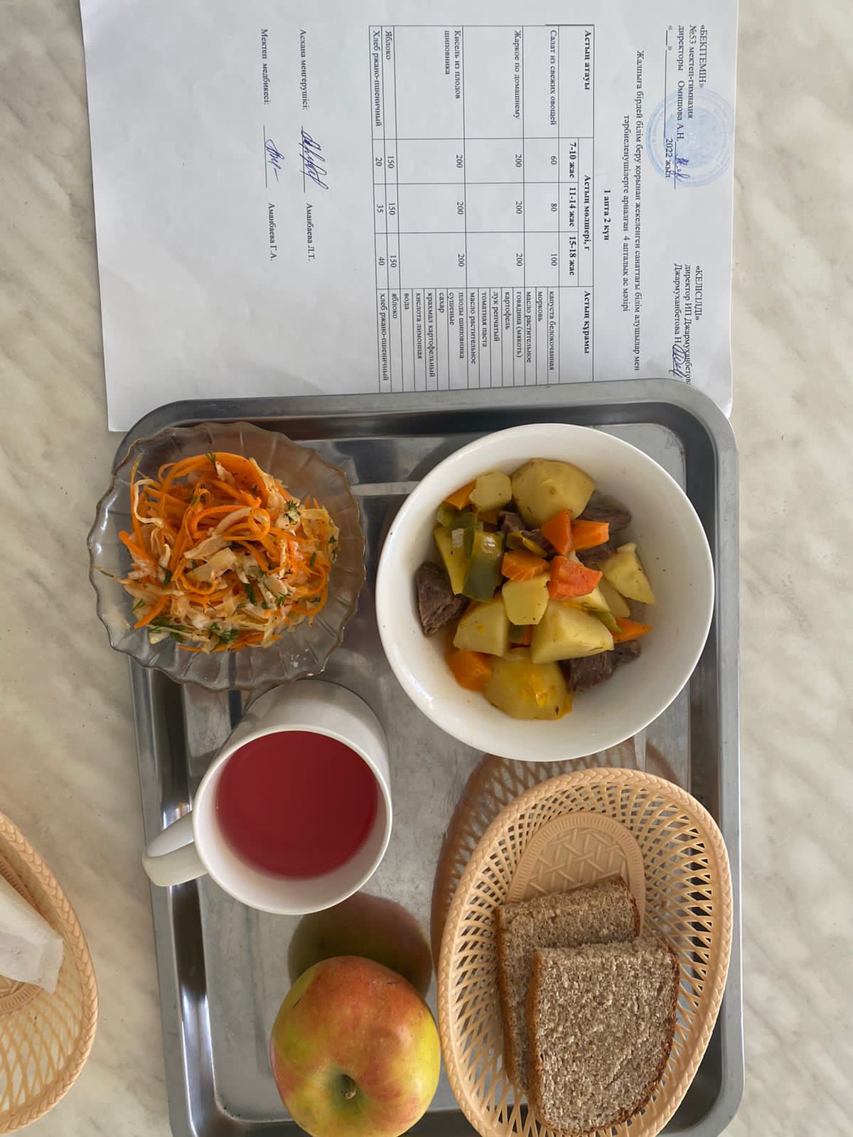 05.04.2022ж күнгі бақылаудағы ас мәзірі