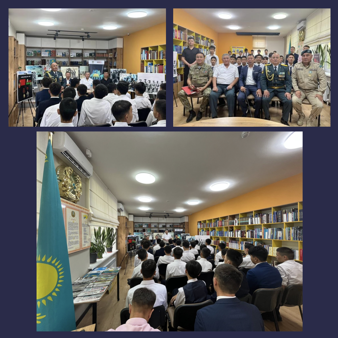 Алғашқы әсери дайындық пәнінің мұғалімі - Мұқамғали Дулат мектебіміздің 9-сынып оқушыларымен бірге запастағы штаб-сержант Арман Арынхановпен патриоттық кездесуінде болды.