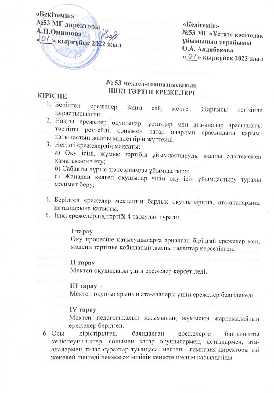 ІШКІ ТӘРТІП ЕРЕЖЕЛЕРІ 2022-2023 оқу жылы